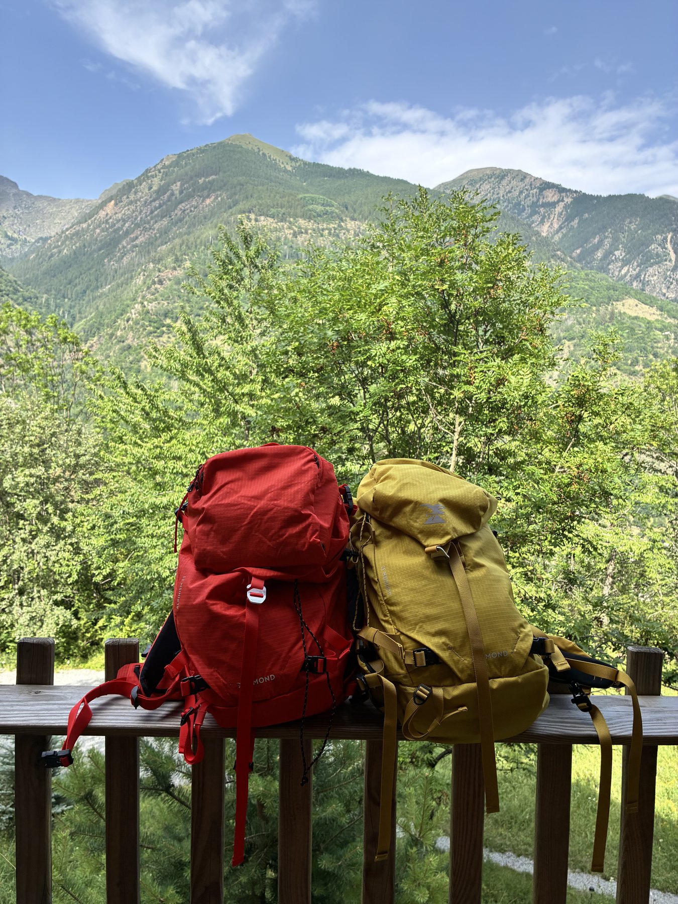 Packs ready, day outside